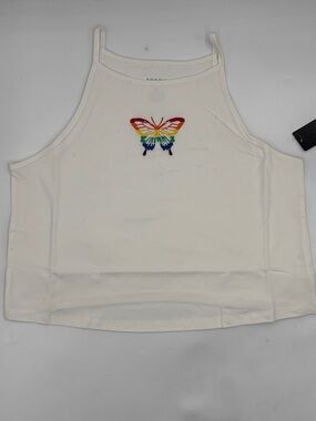 Torrid Butterfly High-Neck Embroidered Foxy Cami in Cloud Dancer